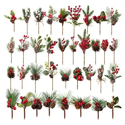 Yunsailing Weihnachts-Picks & Beerenzweige – Classic