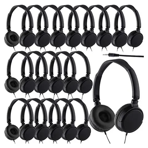 Yunsailing Individually Wrapped Classroom Headphones – Black