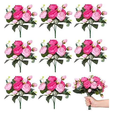 Yunsailing Artificial Peony & Hydrangea Bouquets – Pink