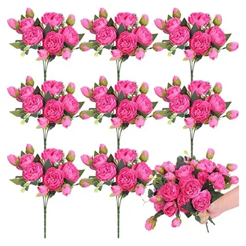Yunsailing Künstliche Pfingstrosen-Sträuße – Rosenrot