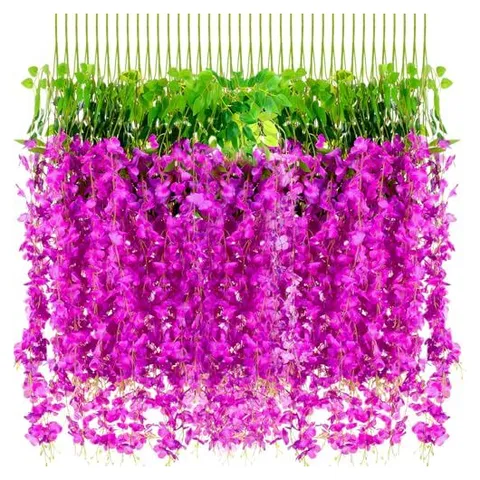 Yunsailing Künstliche hängende Glyzinien – Rosenrot