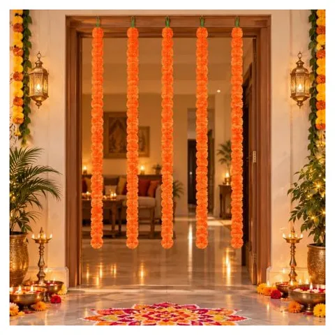 Yunsailing Ringelblumen-Girlanden & Día-de-los-Muertos-Deko – Orange/Abendrot im Zickzackmuster (Sunset Chevron)