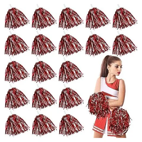 Yunsailing Cheerleading-Pompons – Rot, Silber