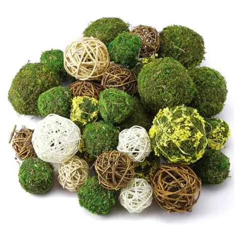 Yunsailing Bolas decorativas de musgo y ratán – Colores Retro