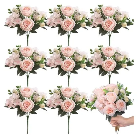 Yunsailing Artificial Peony & Hydrangea Bouquets – Champagne