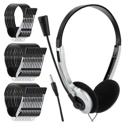 Yunsailing Classroom Headsets with Boom Mic – Silver · Plastic Stem