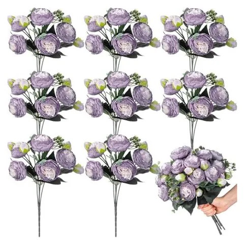 Yunsailing Künstliche Pfingstrosen-Sträuße – Helles Violett