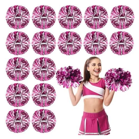 Yunsailing Cheerleading Pom Poms – rose red and silver