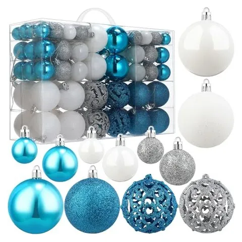 Yunsailing Shatterproof Christmas Ball Ornaments – Silver Blue White