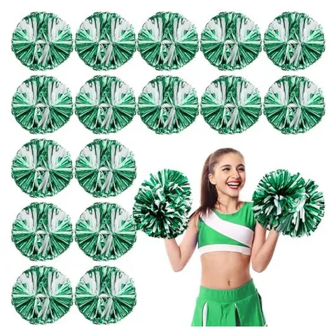 Yunsailing Cheerleading Pom Poms – Glitter Green/matte White