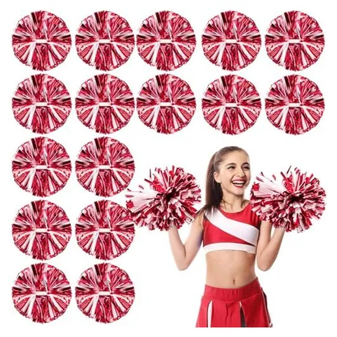 Yunsailing Cheerleading Pom Poms – Glitter Red & Matte White