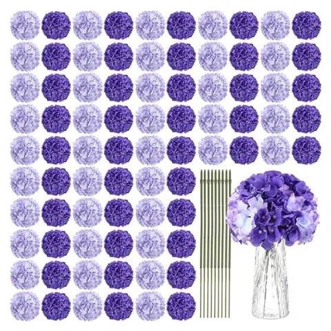 Yunsailing Artificial Hydrangea Flower Heads – Dark Light Purple