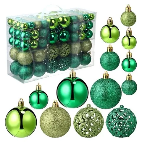 Yunsailing Shatterproof Christmas Ball Ornaments – Green and Olive Green